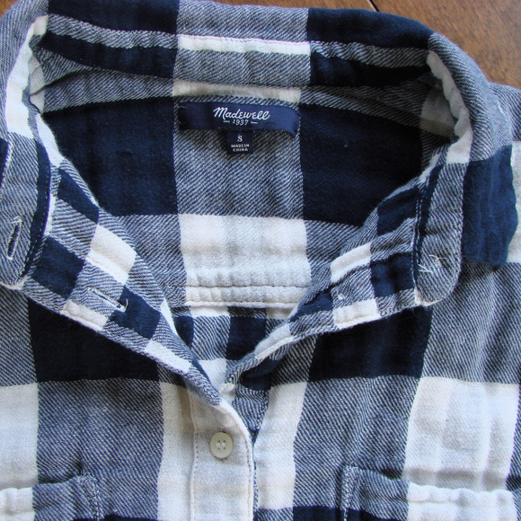 Madewell Tops - Madewell Navy Blue Plaid Checked Flannel Shirt ~ S